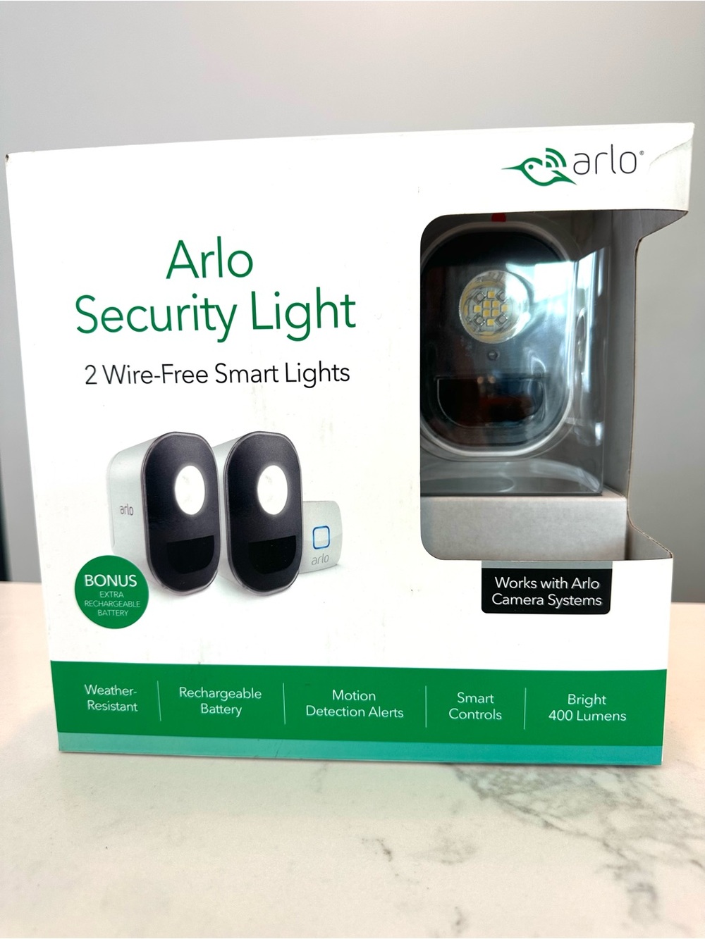 Arlo Security Light 2 Wire-Free Smart Lights - White/Black